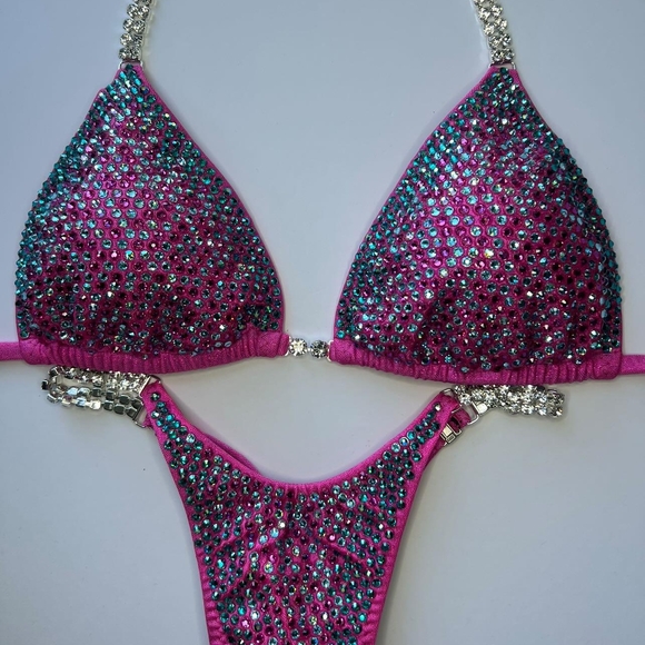 Pink and Silver Sequin Bikini Set - Picture 2 of 6